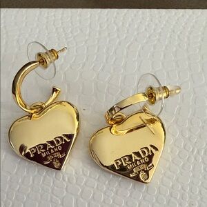 Prada Gold Heart-Shaped Earrings